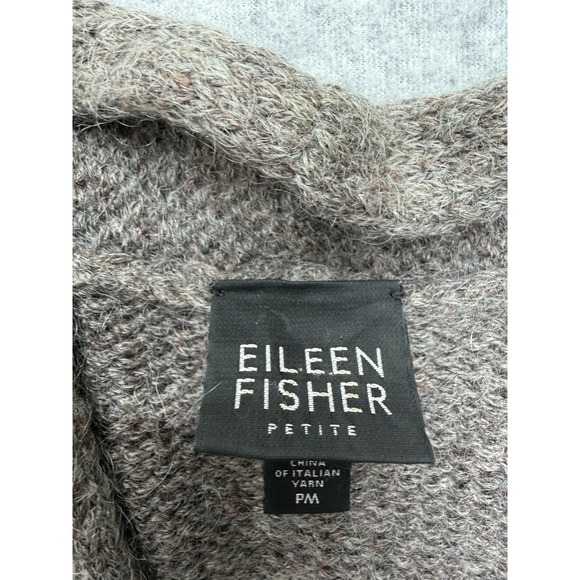 Eileen Fisher Cardigan Sweater Womens Petite Medium Brown Gray Open Front Duster - Picture 6 of 13